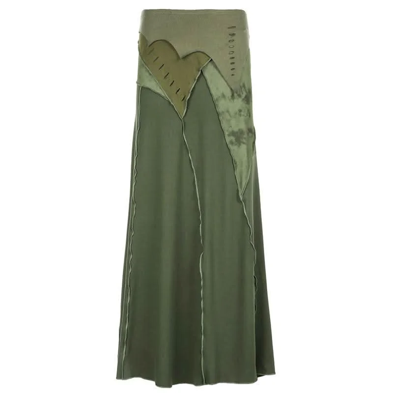 Patchwork slit stitch maxi skirt velvet skirt luxury