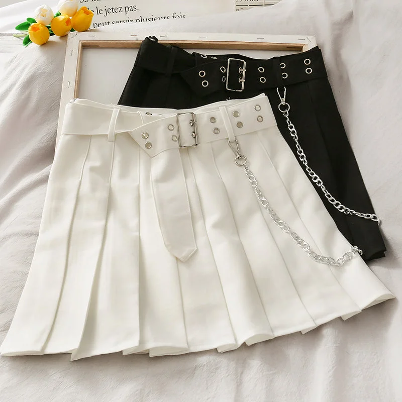 Punk chain pleated skirt YV43914 lace skirt delicate