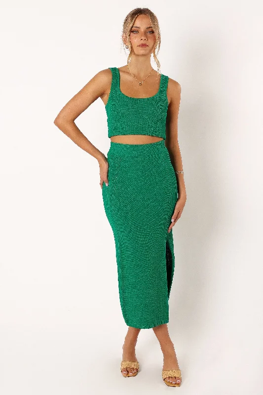 Soji Knitted Skirt - Green cashmere skirt soft