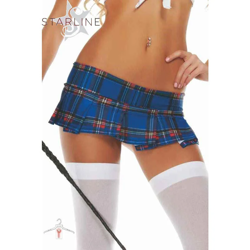 Starline Plaid School Girl Mini Skirt - Blue denim skirt durable