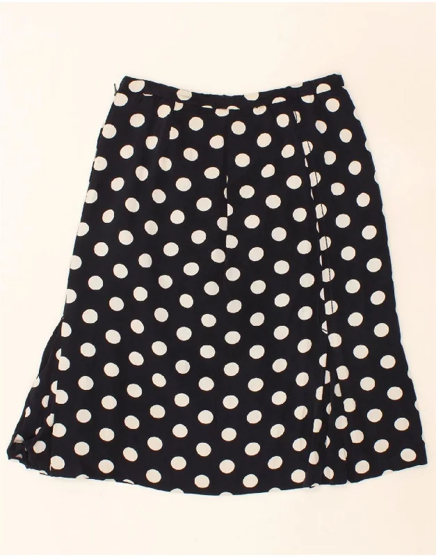 VINTAGE Womens A-Line Skirt W30 Medium Navy Blue Polka Dot relaxed fit skirt