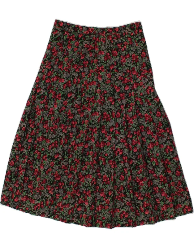 VINTAGE Womens Pleated Skirt W26 Small Multicoloured Floral elastic waist skirt