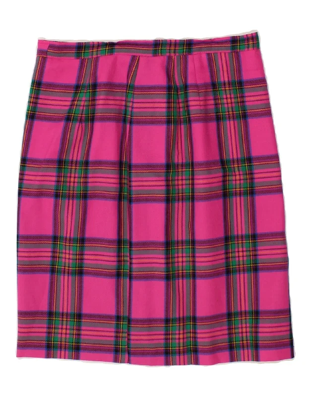 VINTAGE Womens Straight Skirt W30 Medium  Pink Plaid wool skirt warm