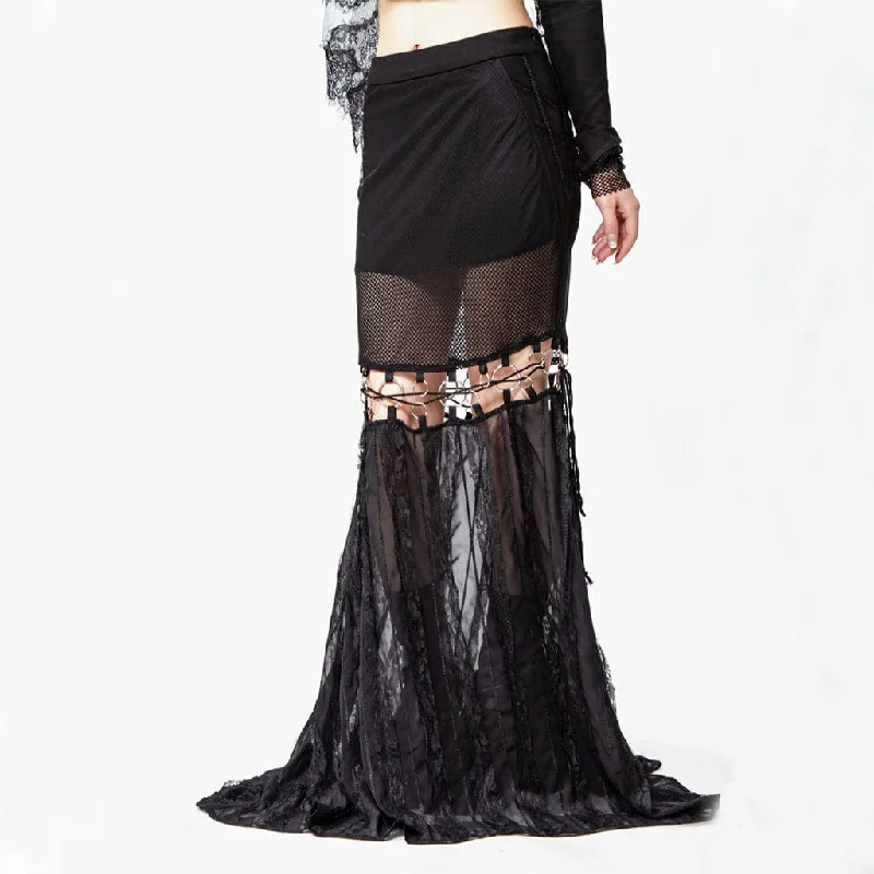 Women's Gothic Cutout Splice Long Skirt vintage skirt charm