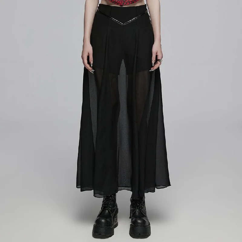 Women's Gothic Double-layered High-waisted Skirt leather skirt modern