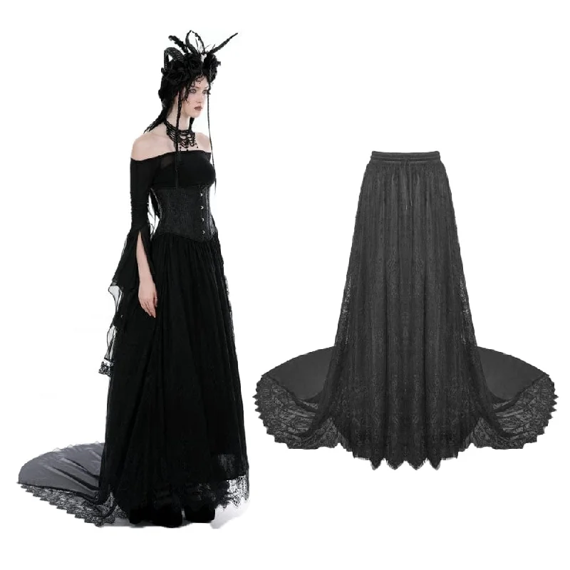 Women's Gothic Lace Layered Draggle-tailed Skirt asymmetrical skirt cut