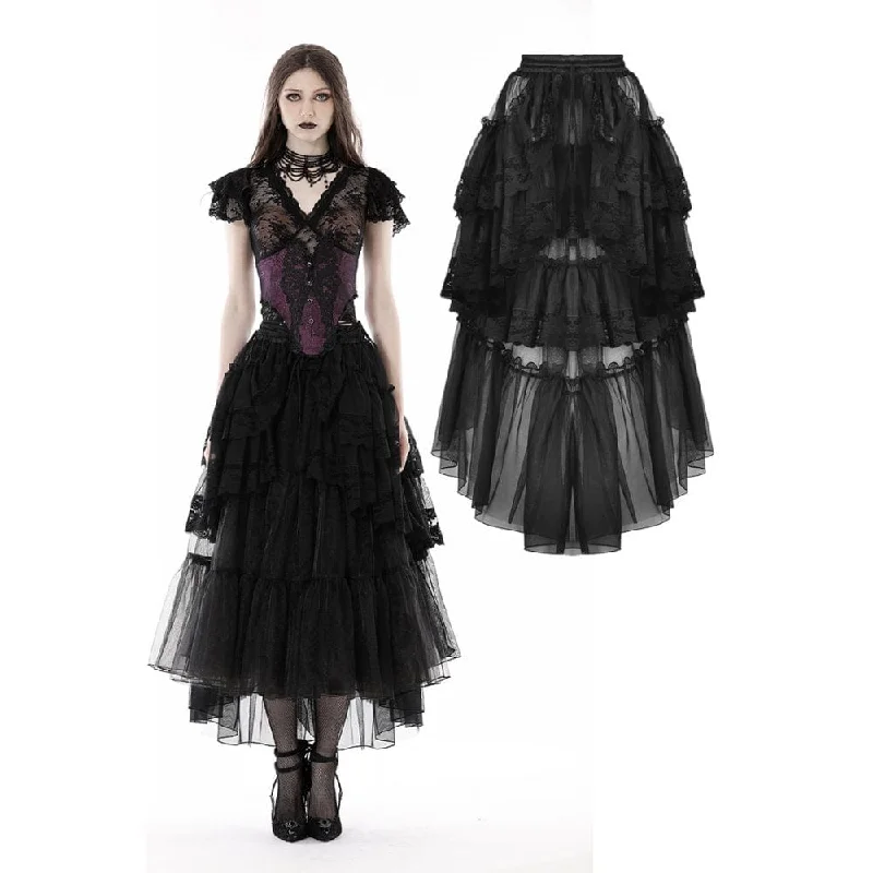 Women's Punk Irregular Ruffled Layered Mesh Skirt velvet skirt glossy