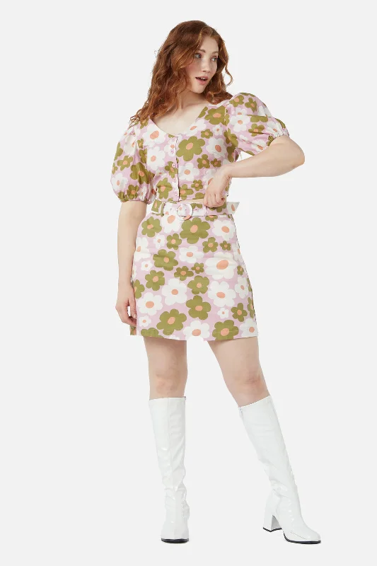 Daisy Mini Skirt velvet skirt glossy