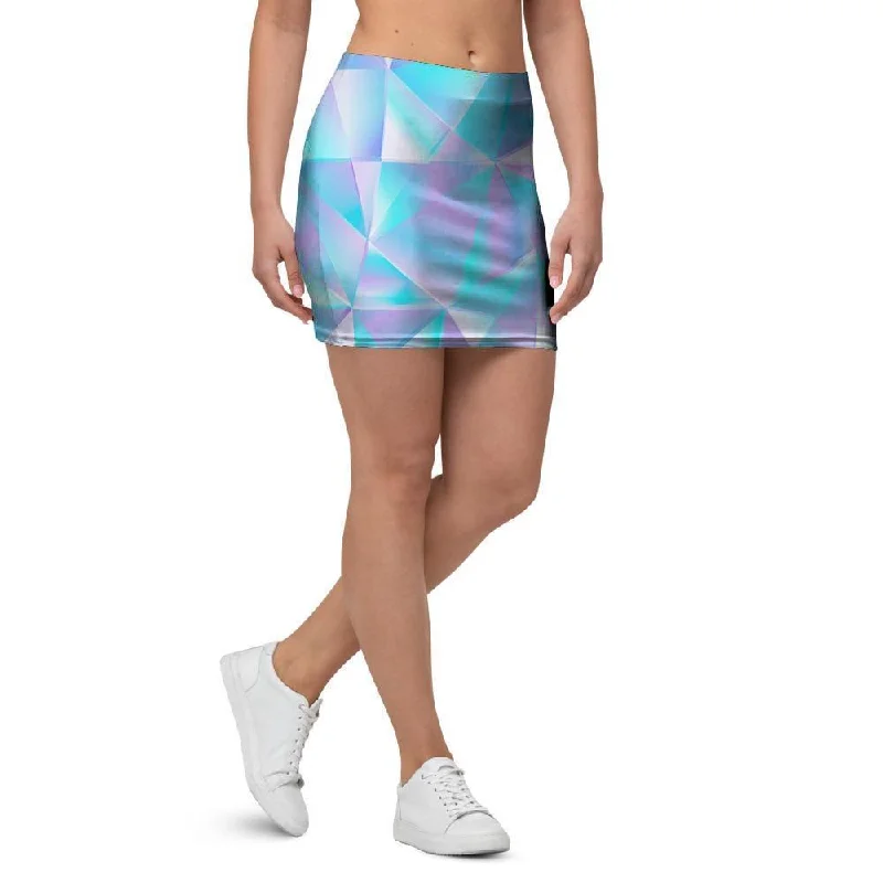 Geometric Holographic Mini Skirt corduroy skirt cozy