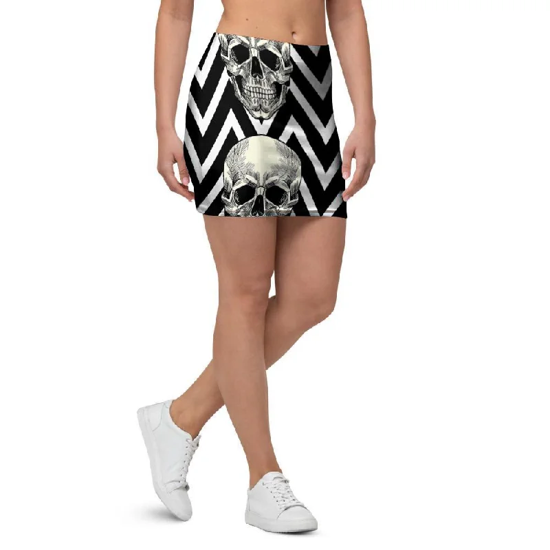 Geometric Skull Mini Skirt velvet skirt plush