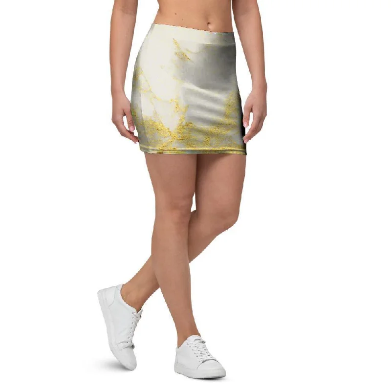 Gold Marble Mini Skirt asymmetrical skirt cut