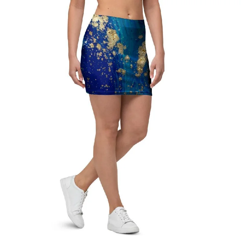 Gold Sapphire Marble Mini Skirt lace skirt romantic