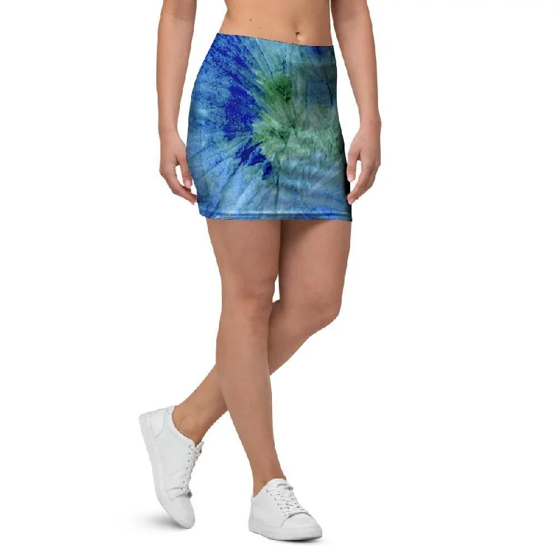 Green And Blue Tie Dye Mini Skirt tulle skirt dreamy