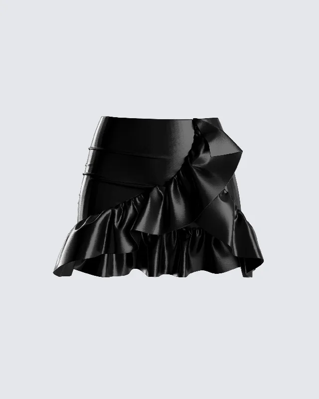 Lexi Black Vegan Leather Skirt velvet skirt rich
