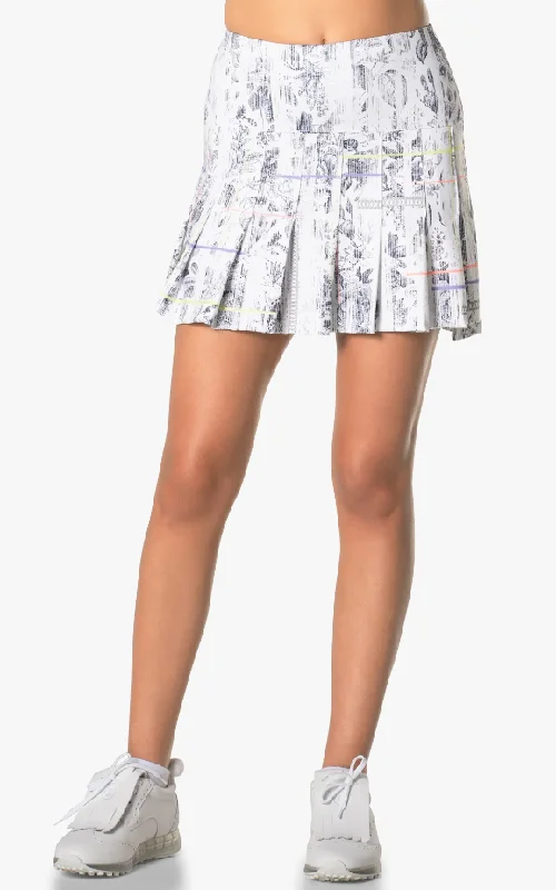 Lucky in Love Electric Toile Pleated Skort 15" linen skirt natural