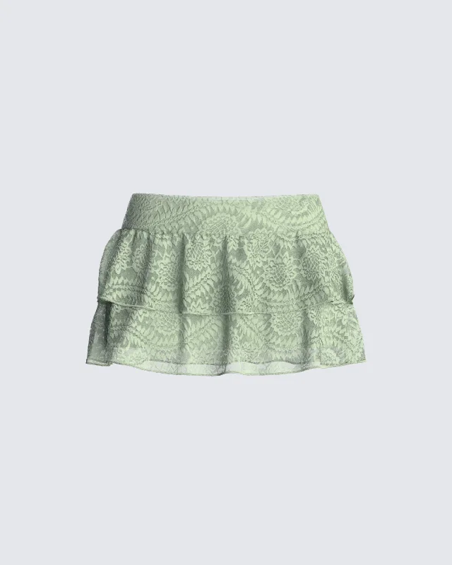 Mia Sage Stretch Lace Skirt denim skirt fashionable