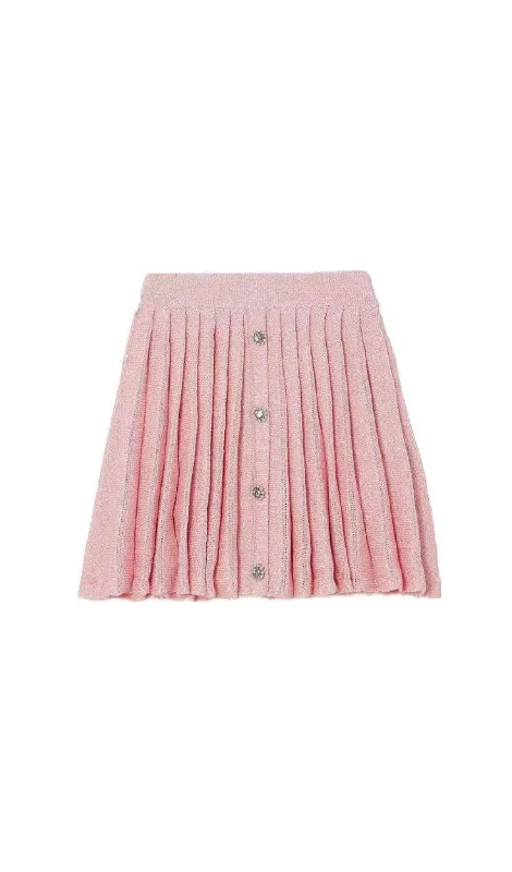 PINK PLEATED KNIT MINI SKIRT denim skirt trendy