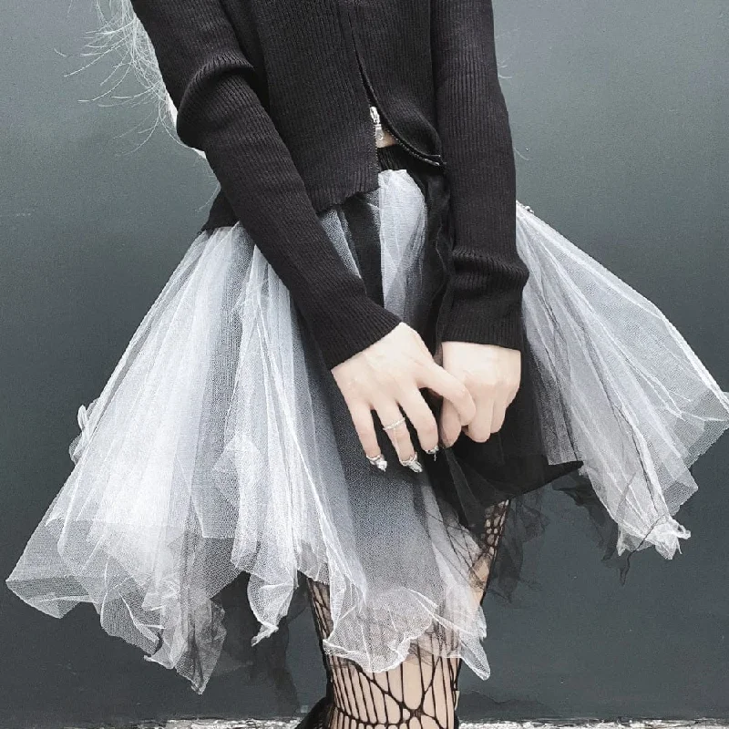 Women's Grunge Contrast Color Mesh Puffy Skirt vintage skirt charm