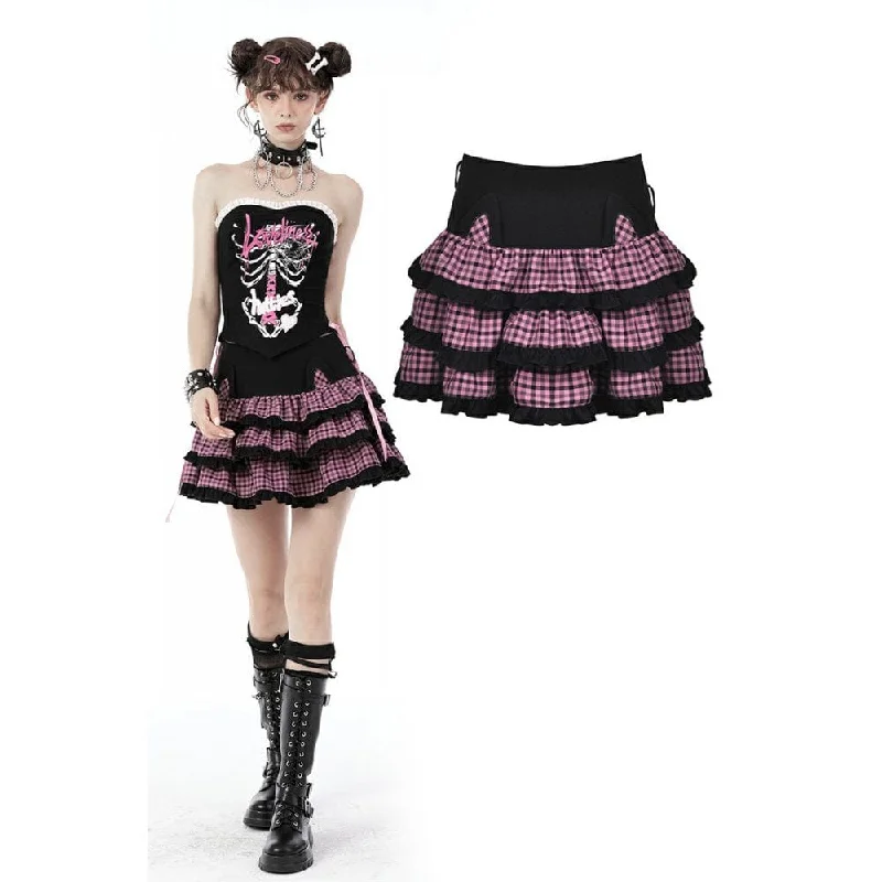 Women's Lolita Multilayer Plaid Short Pleated Skirt breathable skirt fabric